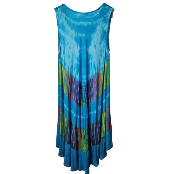 Vintage Advance Apparels Tie Dye Embroider Stitch Assymetrical Hem Dress OSFM - Picture 5 of 9